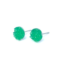 Load image into Gallery viewer, 8mm Jade Green Druzy Studs