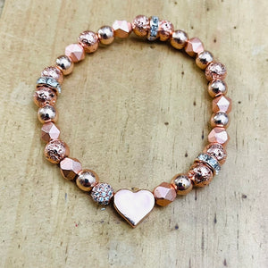 6mm Rose Gold Pave Sparkle Heart Bracelet