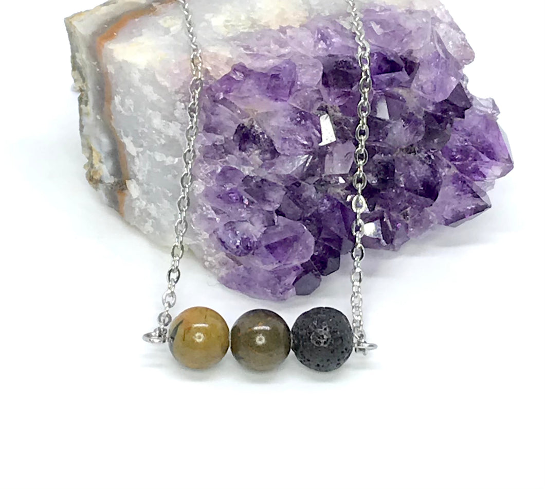 8mm Space Stone Diffuser Necklace (Stainless Steel)