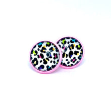 Load image into Gallery viewer, 12mm Harlequin Leopard Print Studs