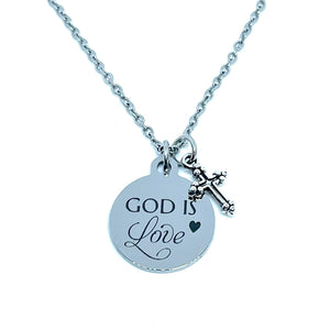 "God is Love” 3-in-1 Charm Necklace (Stainless Steel)