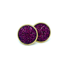 Load image into Gallery viewer, 12mm Sangria Shimmer Druzy Studs