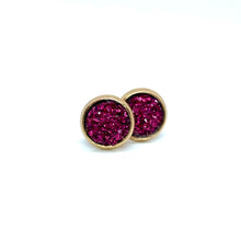 Load image into Gallery viewer, 8mm Sangria Shimmer Druzy Studs