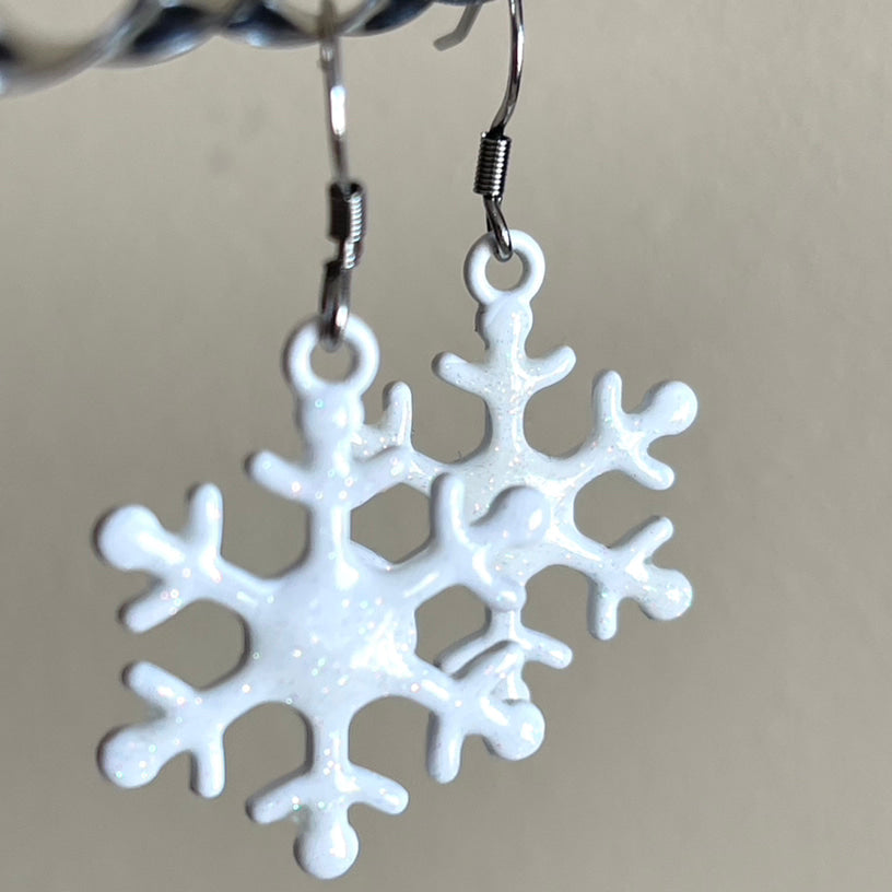Shimmering Snowflake Drop Earrings