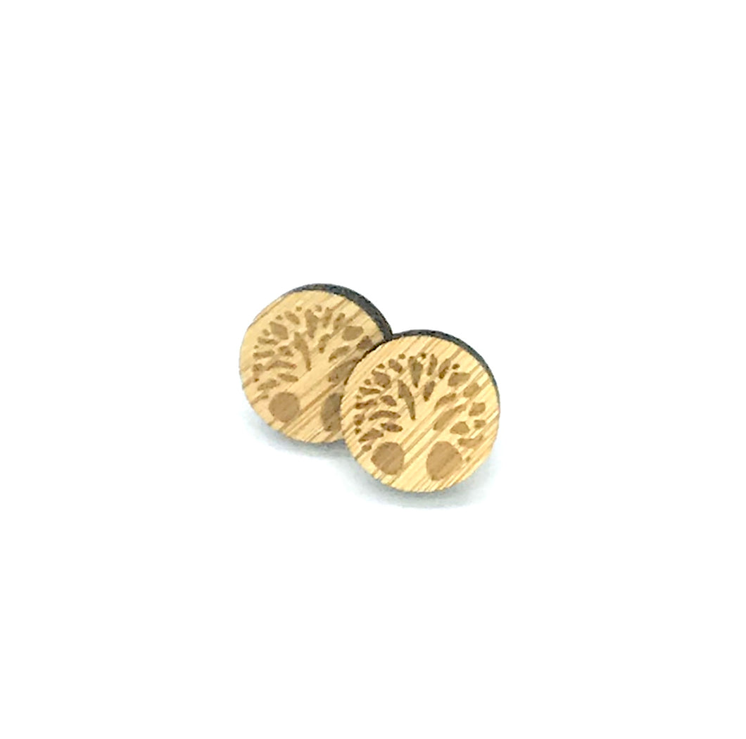 Wooden Tree of Life Studs (Stainless Steel)