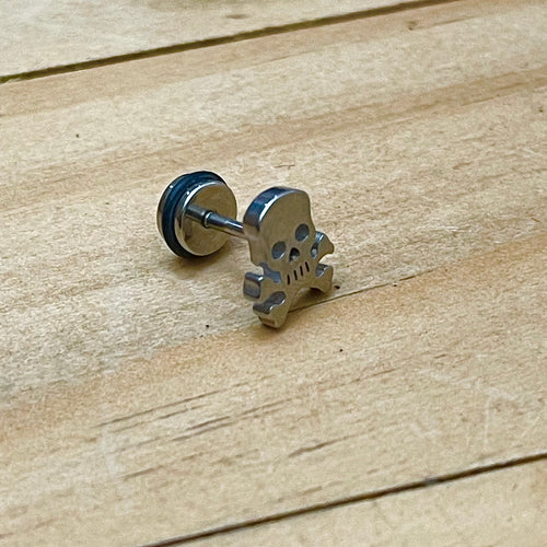 Single Skull & Crossbones Screw Stud (Stainless Steel)