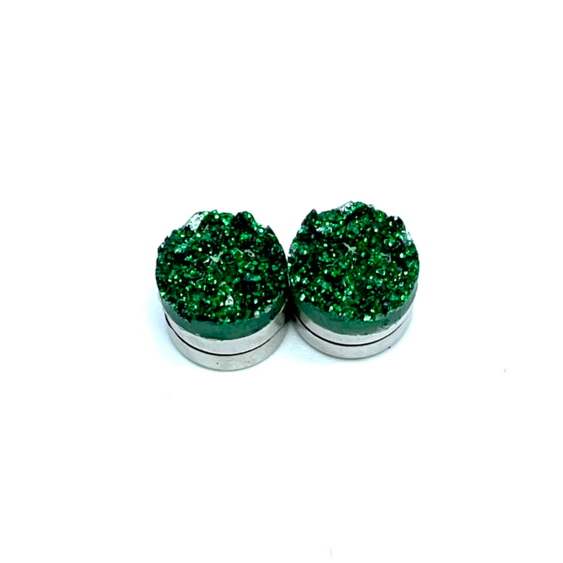 10mm Emerald Shimmer Druzy Magnetic Studs