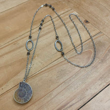 Load image into Gallery viewer, Ammonite Fossil Necklace (Stainless Steel)