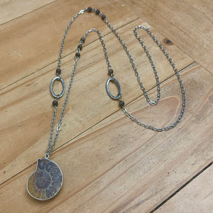 Ammonite Fossil Necklace (Stainless Steel)