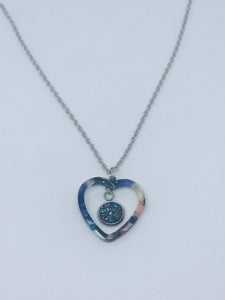 Fantasy Druzy Heart Necklace (Stainless Steel)