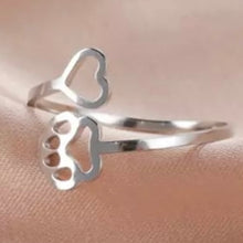 Load image into Gallery viewer, Adjustable Pawprint Ring (Stainless Steel)