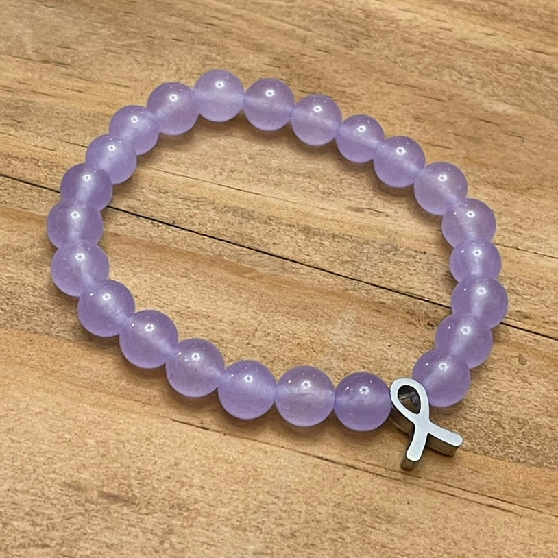 8mm Testicular Cancer Research Gemstone Bracelet Corso Custom Jewelry