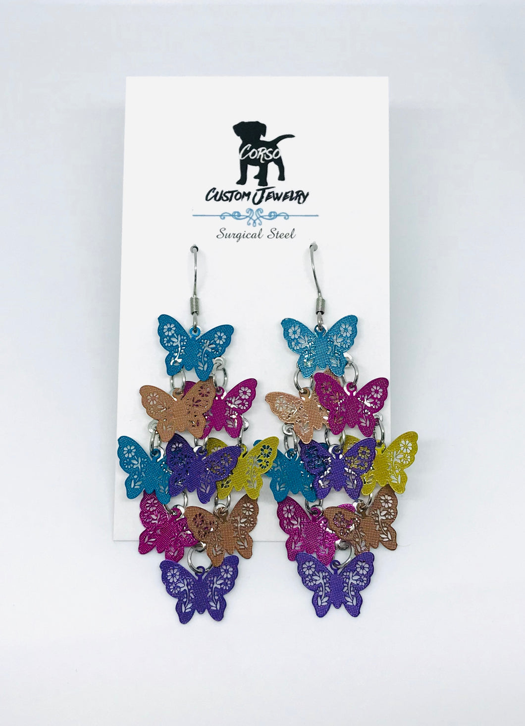 Multicolour Butterfly Kaleidoscope Drop Earrings