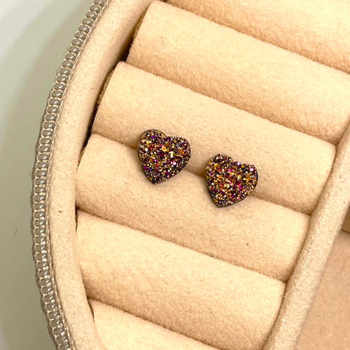 8mm Karma Druzy Heart Studs