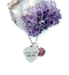 "Love You Mom" 3-in-1 Necklace (Stainless Steel)