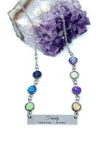 Family Necklace with Seven Birthstones (Stainless Steel)