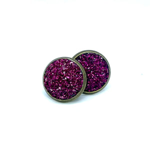 12mm Sangria Shimmer Druzy Studs