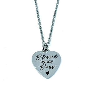 "Blessed by my Boys" Necklace (Stainless Steel)