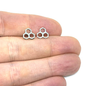 Silver Honeycomb Studs (Stainless Steel)