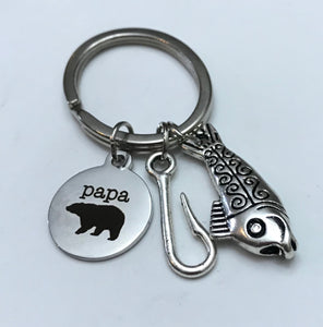 Papa Bear Keychain (Stainless Steel)