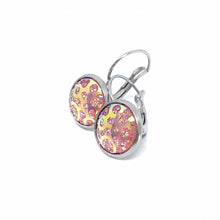 Load image into Gallery viewer, 12mm Bubble Gum Whirlpool Druzy Leverback Drop Earrings (Stainless Steel)