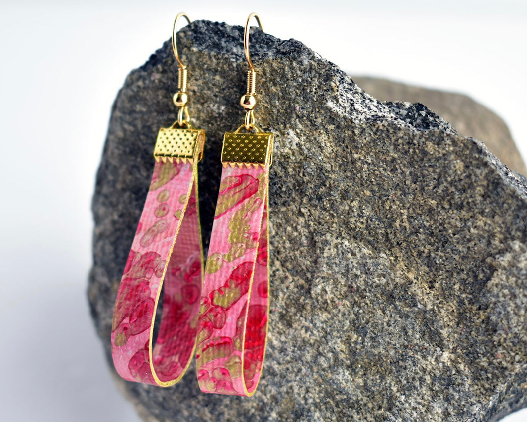 Rose Gold Canvas Drop Earrings (Surgical Steel)