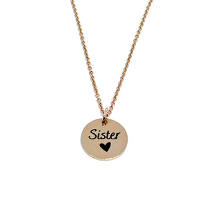 Sister Charm Necklace (Rose Gold Stainless Steel)