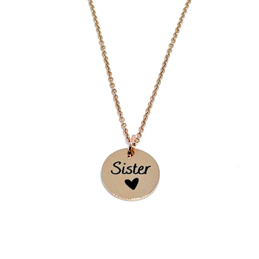 Sister Charm Necklace (Rose Gold Stainless Steel)