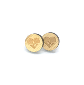 Wooden Heartbeat Studs (Stainless Steel)