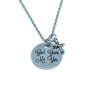"God Gave Me You” 3-in-1 Charm Necklace (Stainless Steel)