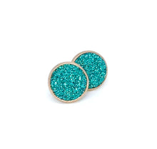 Load image into Gallery viewer, 12mm Aqua Shimmer Druzy Studs