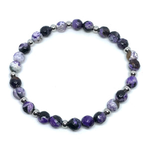 6mm Marbled Purple Agate Gemstone Bracelet