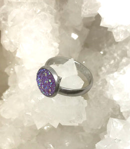10mm Purple Druzy Ring (Stainless Steel)