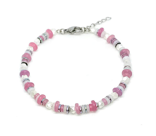 Pink Jade & Hematite Bracelet