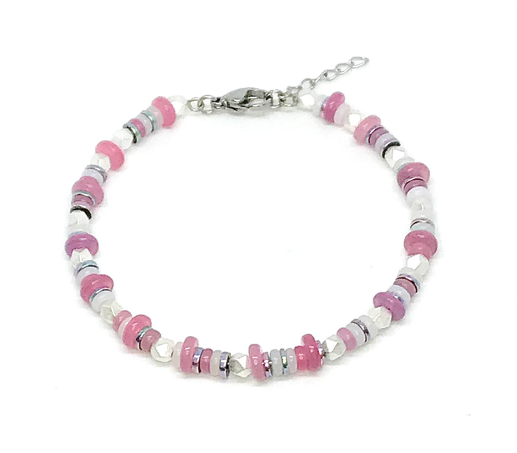 Pink Jade & Hematite Bracelet