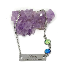 Family Bracelet with Two Birthstones (Stainless Steel)
