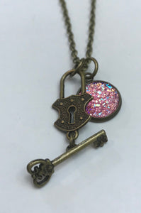 Lock and Key Necklace (Antique Bronze)
