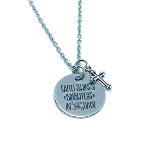 "Faith Shines Brightest in the Dark” 3-in-1 Charm Necklace (Stainless Steel)