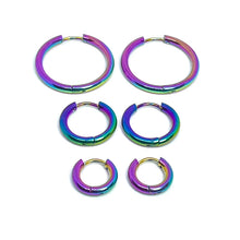 Load image into Gallery viewer, Rainbow Sleeper Hoop Earrings (Stainless Steel)