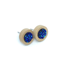 Load image into Gallery viewer, 8mm Galaxy Blue Druzy Studs