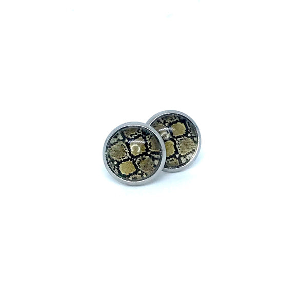 10mm Snake Print Studs (Stainless Steel)