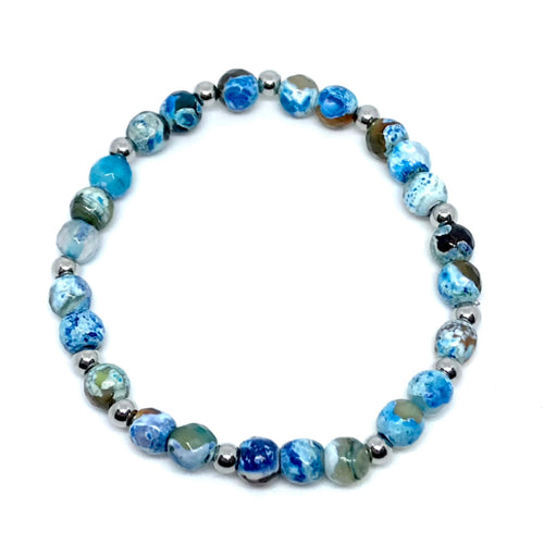 6mm Marbled Sky Agate Gemstone Bracelet