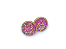 Load image into Gallery viewer, 10mm Pink Druzy Studs