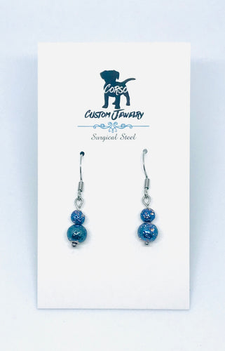 Dainty Blue Hematite Drop Earrings