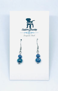 Dainty Blue Hematite Drop Earrings