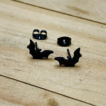 Load image into Gallery viewer, Black Bat Studs (Stainless Steel)