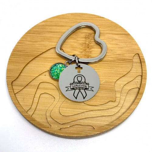 Non-Hodgkin Lymphoma Cancer Survivor Research Keychain (Stainless Steel)
