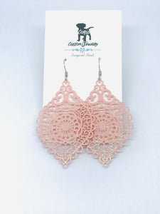 Sparkly Pink Spindle Drop Earrings (Surgical Steel)