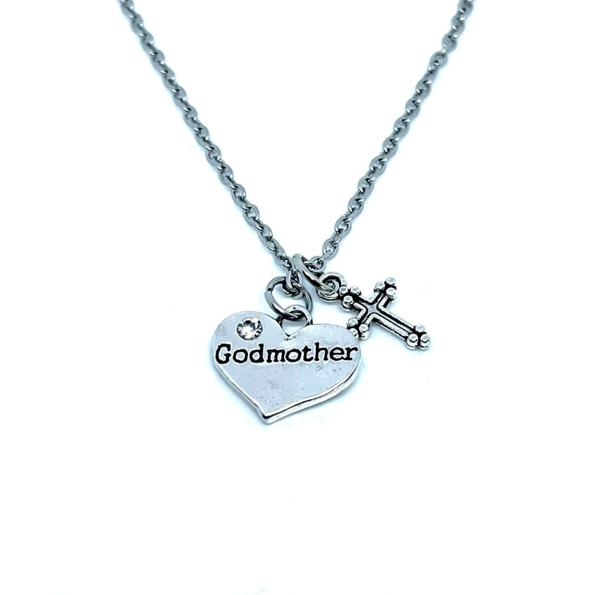 Godmother Heart 3-in-1 Charm Necklace (Stainless Steel)