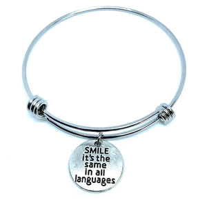 “SMILE it’s the same in all languages” Bracelet (Stainless Steel)